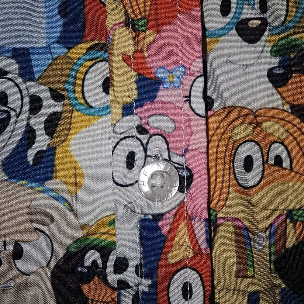 RSVLTS Blue and Yellow Bluey Cartoon Dog Button Down Shirt Size 2 Toddler Euc - Picture 2 of 4